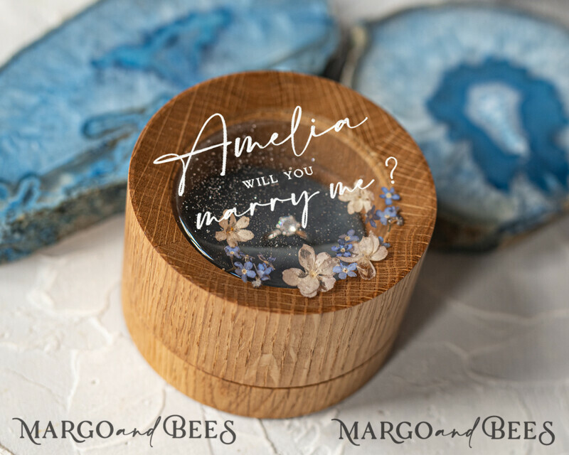 Elegant Epoxy Wedding Ring Box, Customized Resin Ring Box With Engraving-1