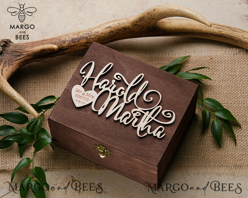 Handmade wedding ring box • Real Flowers ring bearer box • wood luxury ring box-0