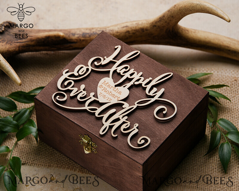 engraved wedding ring box  • personalised rustic ring box • real flowers in epoxy luxury ring box-0
