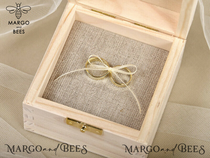 Personalized Wooden Wedding Ring Box with Real Flowers in Resin: A Rustic and Luxurious Ring Bearer Box for Your Wedding Bands-3