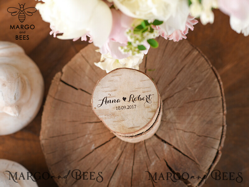 engraved wedding ring box  • personalised rustic ring box • real flowers in epoxy luxury ring box-1