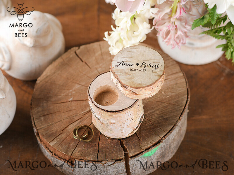 engraved wedding ring box  • personalised rustic ring box • real flowers in epoxy luxury ring box-0
