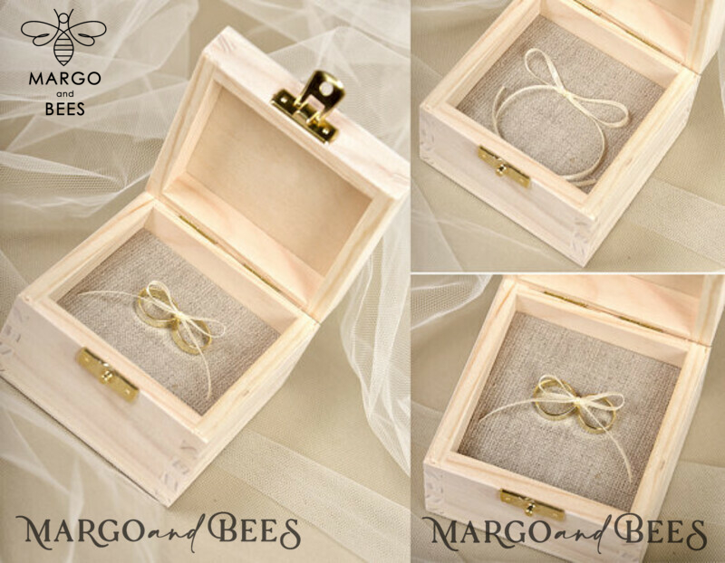 rustic glam wedding ring box  • handmade ring bearer box • velvet luxury ring box-4