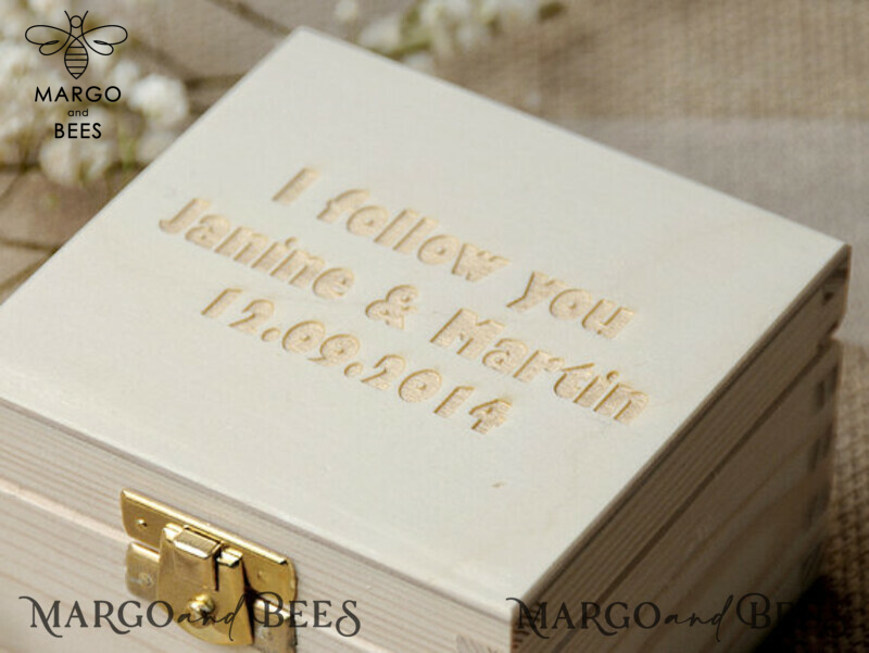 wooden wedding ring box  • rustic ring bearer box • real flowers in resin luxury ring box-1