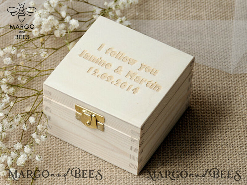 wooden wedding ring box  • rustic ring bearer box • real flowers in resin luxury ring box-0
