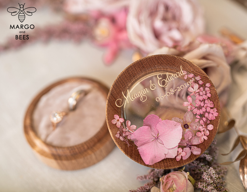 Handmade wedding ring box • Real Flowers ring bearer box • wood luxury ring box-13