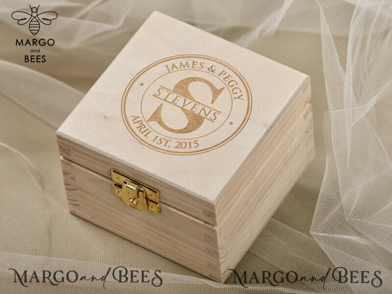 wooden wedding ring box  • rustic ring bearer box • real flowers in resin luxury ring box-0