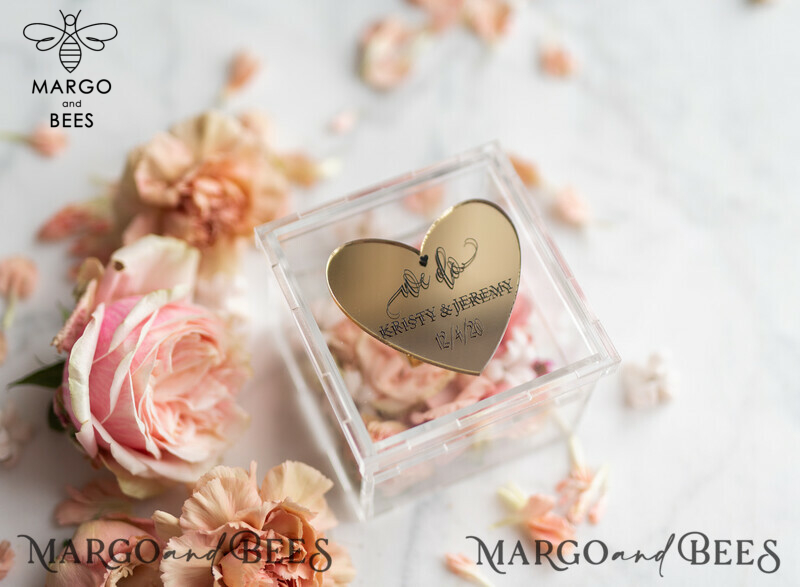 Luxury Gold ring box, rustic glam wedding ring box  • handmade ring bearer box • We Do luxury ring box-4