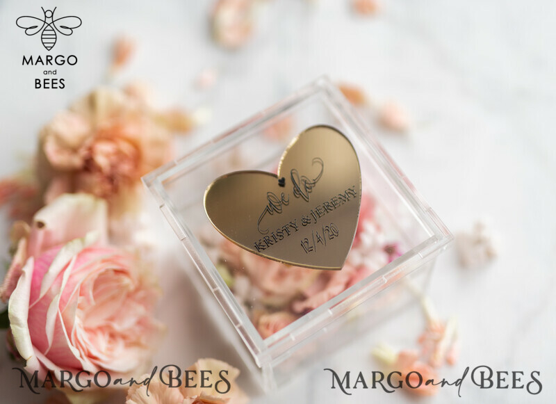Luxury Gold ring box, rustic glam wedding ring box  • handmade ring bearer box • We Do luxury ring box-5