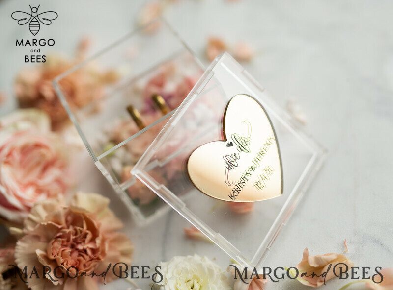Luxury Gold ring box, rustic glam wedding ring box  • handmade ring bearer box • We Do luxury ring box-8