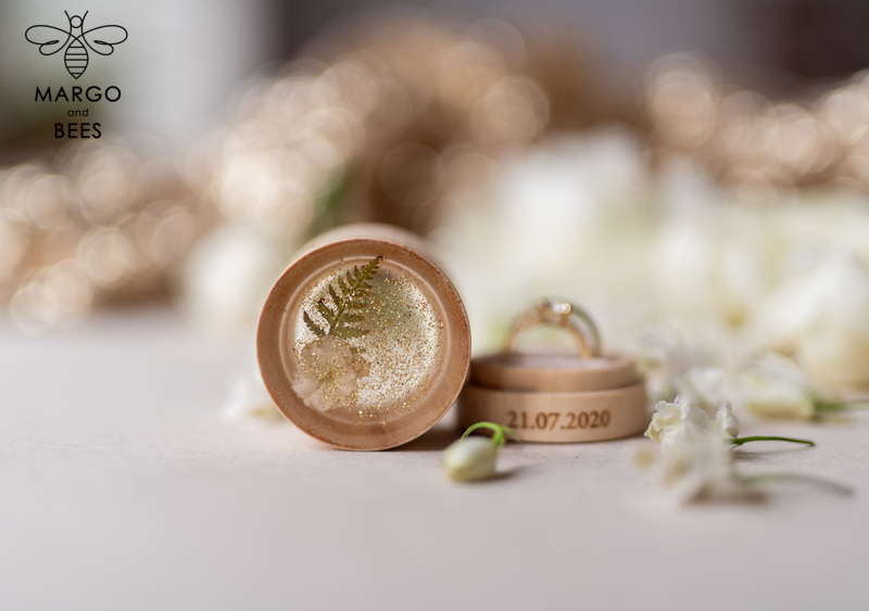 engraved wedding ring box  • personalised rustic ring box • real flowers in epoxy luxury ring box-2