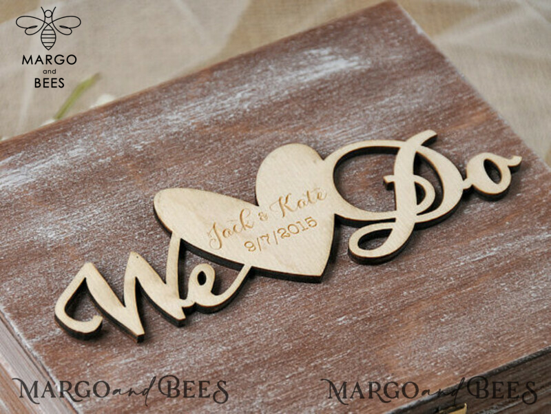 wood wedding ring box  • rustic wedding rings box • real flowers in resin luxury ring box-4