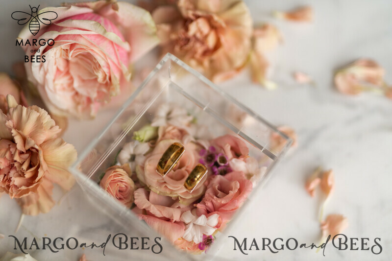 Gold Love wedding Box, rustic glam wedding ring box  • handmade ring bearer box • Clear Transparent luxury ring box-15