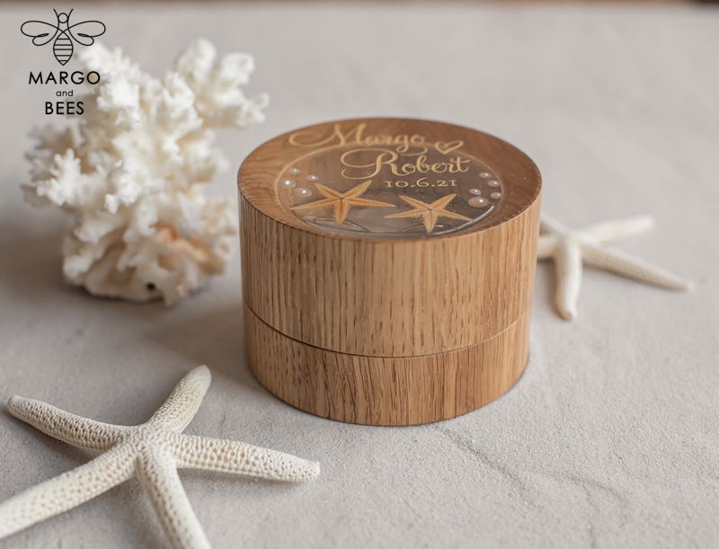 Beach wedding ring  bearers, Handmade wedding ring box • Real Starfish ring bearer box • wood luxury ring box-19