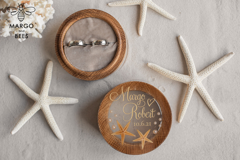 Beach wedding ring  bearers, Handmade wedding ring box • Real Starfish ring bearer box • wood luxury ring box-21