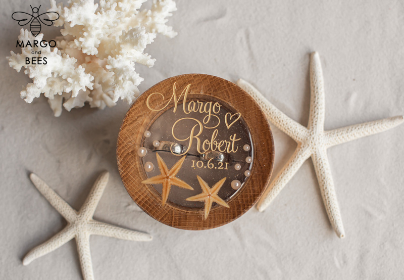 Beach wedding ring  bearers, Handmade wedding ring box • Real Starfish ring bearer box • wood luxury ring box-22