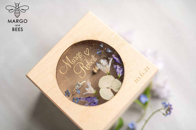 rustic glam wedding ring box  • handmade ring bearer box • velvet luxury ring box-2