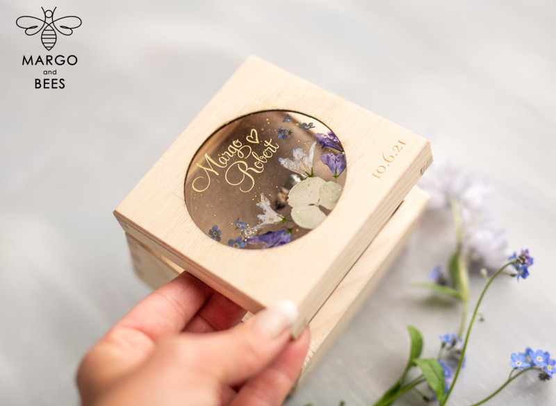 rustic glam wedding ring box  • handmade ring bearer box • velvet luxury ring box-7