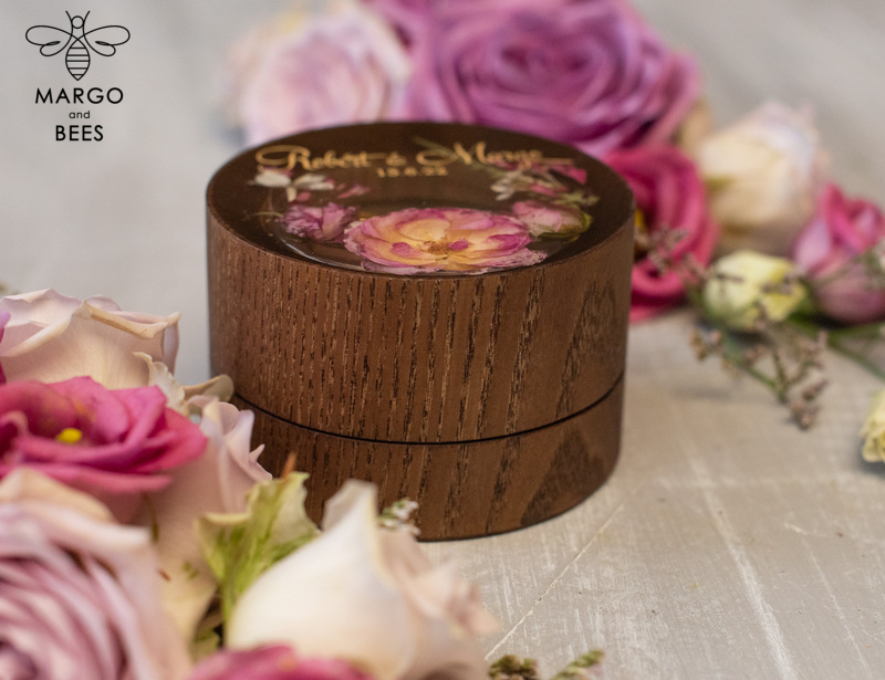 rustic glam wedding ring box  • handmade ring bearer box • velvet luxury ring box-5