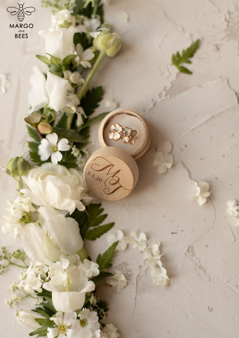 engraved wedding ring box  • personalised rustic ring box • real flowers in epoxy luxury ring box-6