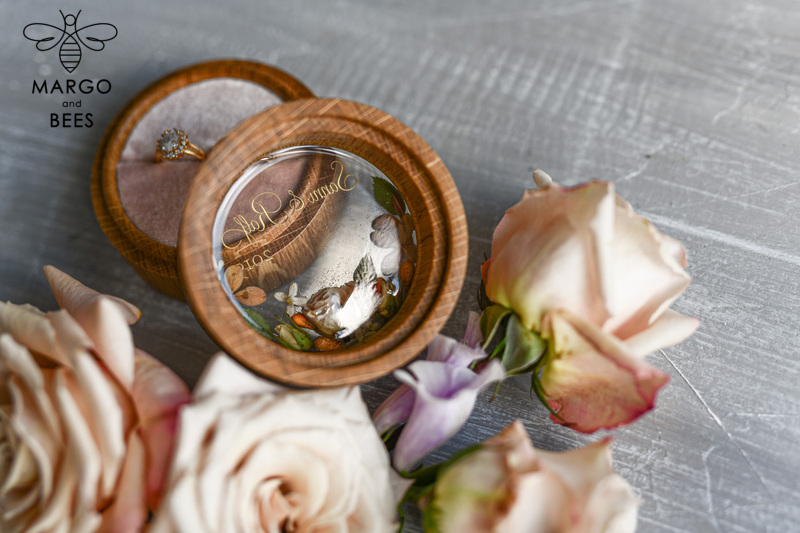 Handmade wedding ring box • Real Flowers ring bearer box • wood luxury ring box-6