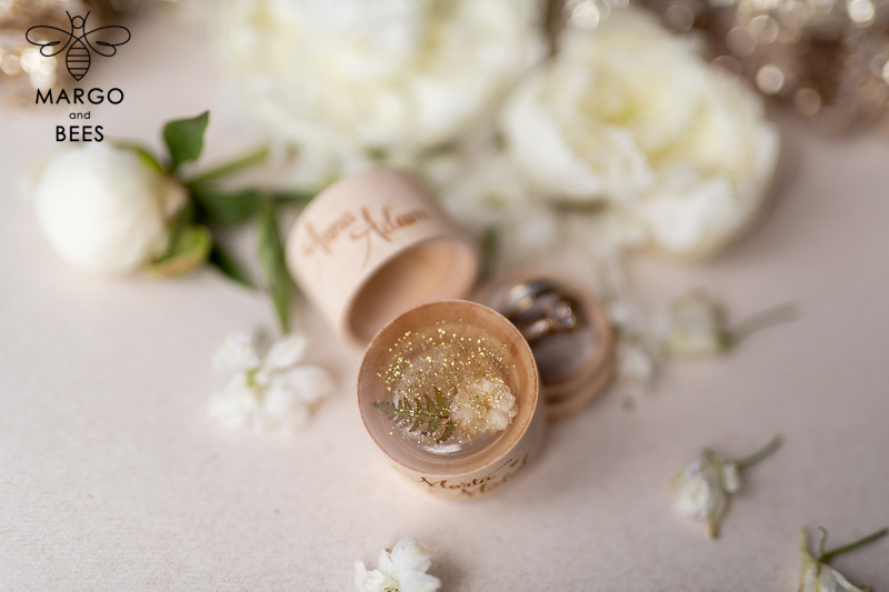engraved wedding ring box  • personalised rustic ring box • real flowers in epoxy luxury ring box-5