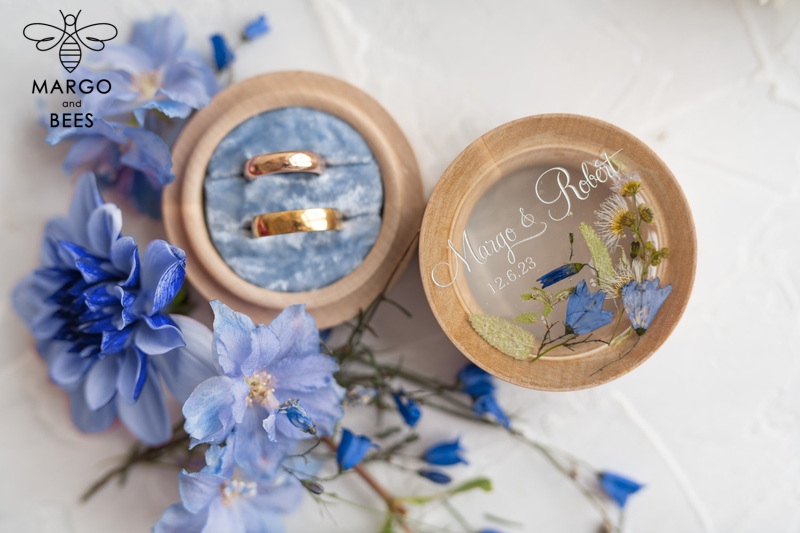 wooden wedding ring box  • rustic ring bearer box • real flowers in resin luxury ring box-11