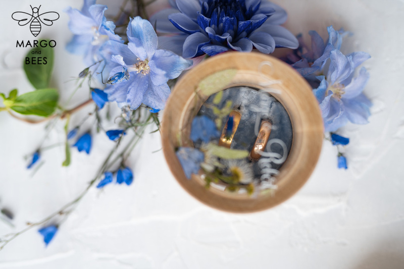 wooden wedding ring box  • rustic ring bearer box • real flowers in resin luxury ring box-16