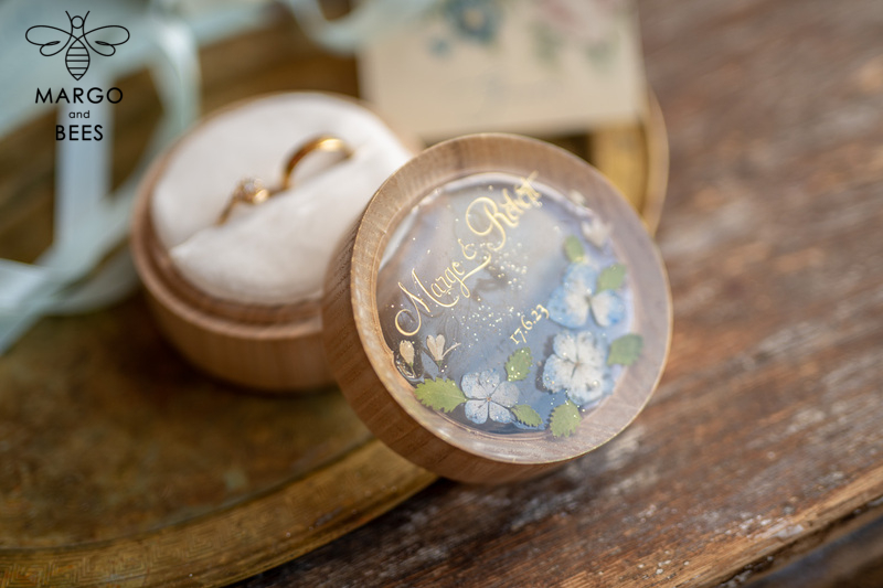 Handmade wedding ring box • Real Flowers ring bearer box • wood luxury ring box-7