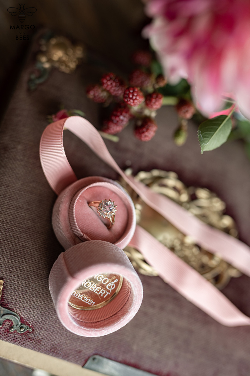 Velvet ring box, Handmade wedding ring box • Pink Velvet ring bearer box • Velvet blush luxury ring box-6
