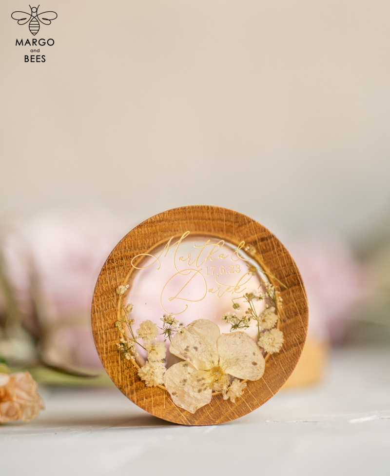 wood wedding ring box  • rustic wedding rings box • real flowers in resin luxury ring box-12
