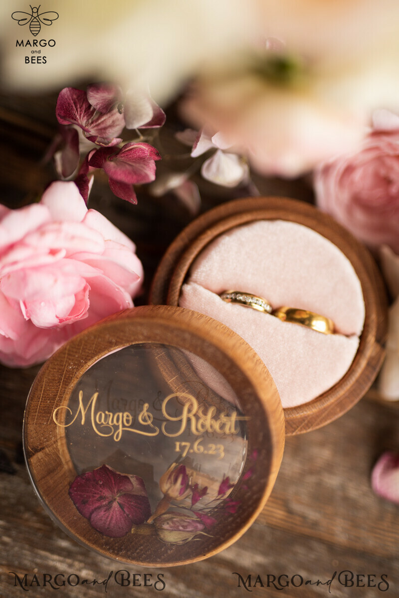 Handmade wedding ring box • Real Flowers ring bearer box • wood luxury ring box-10