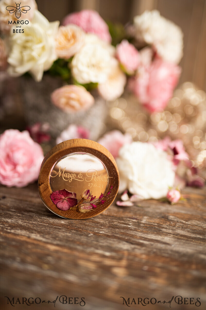 Handmade wedding ring box • Real Flowers ring bearer box • wood luxury ring box-15