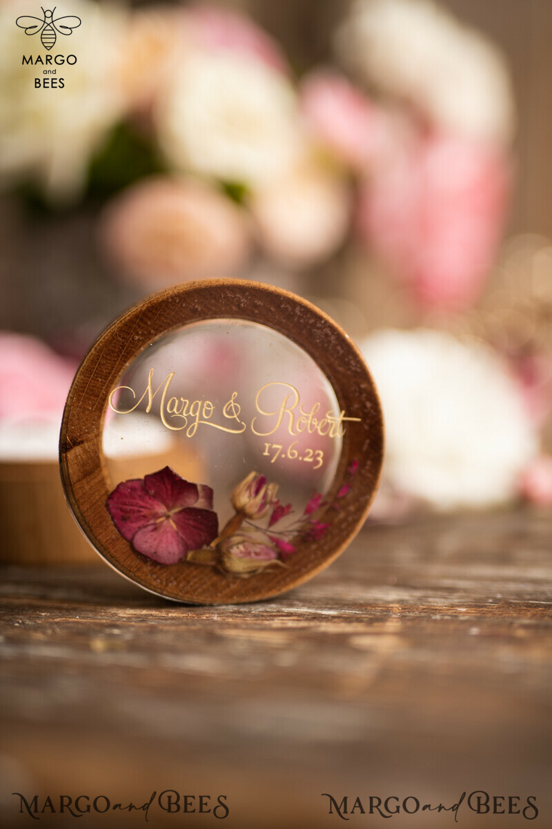 Handmade wedding ring box • Real Flowers ring bearer box • wood luxury ring box-18