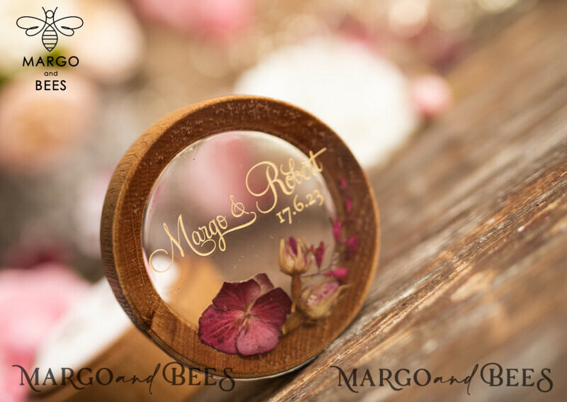 Handmade wedding ring box • Real Flowers ring bearer box • wood luxury ring box-19
