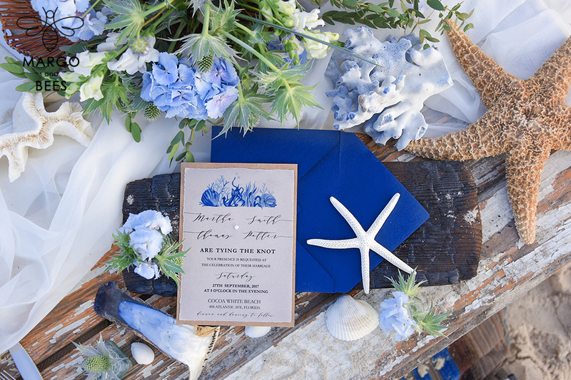 Beach Wedding invitations Navy Wedding Invites destination wedding Cards with vellum and pearls-6
