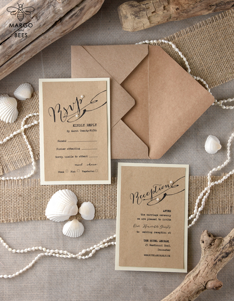 Beach Wedding invitations Sea Shell Wedding Invites destination  wedding Cards wit burlap wrapping -9