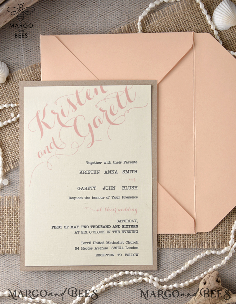 Beach Wedding invitations starfish burlap belly band  Wedding Invites destination wedding Cards with  pearls-4
