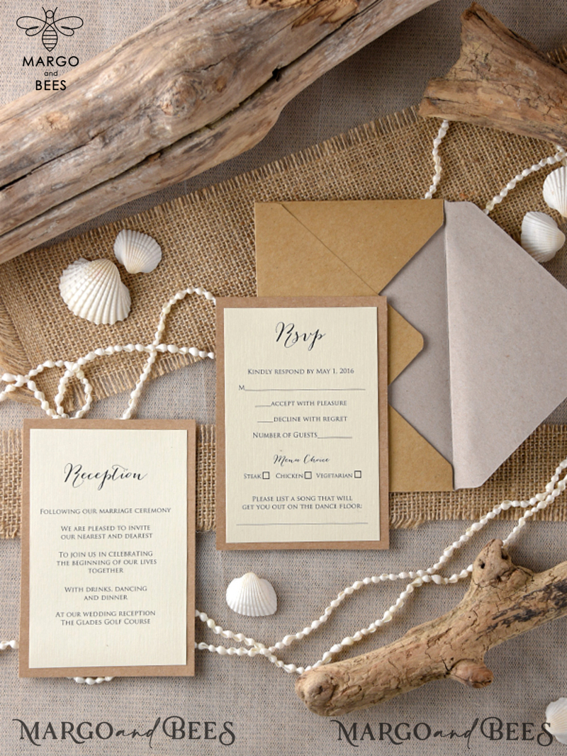 Beach Wedding invitations starfish burlap  Wedding Invites destination wedding Cards with  pearls-2