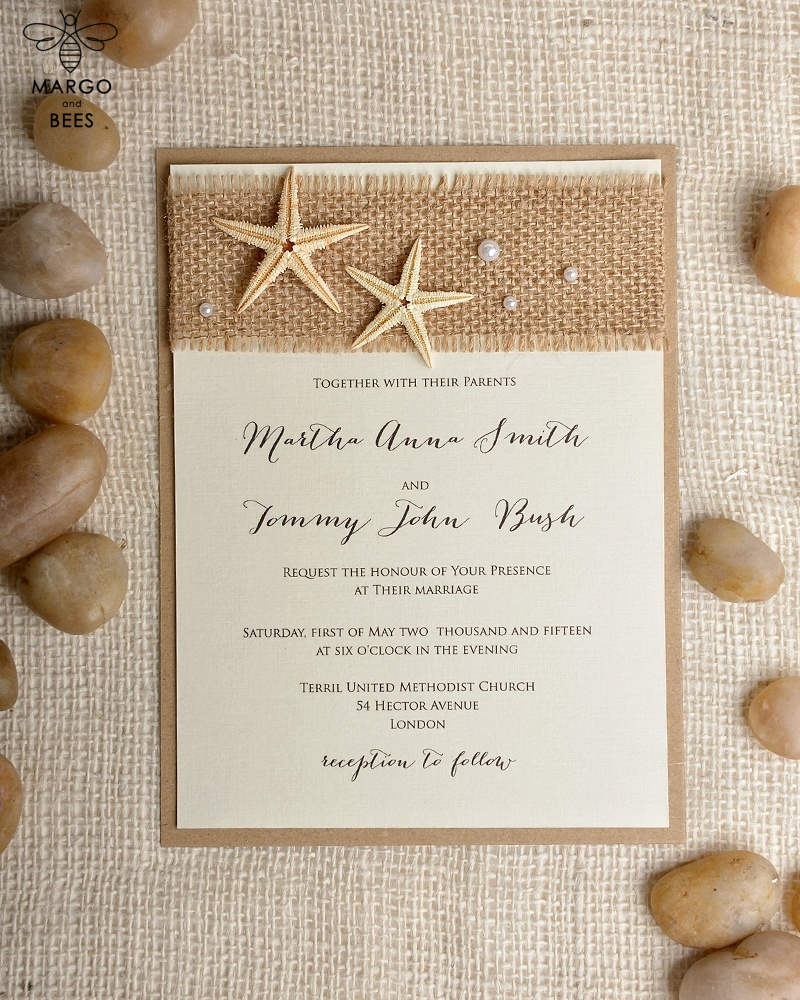 Beach Wedding invitations Starfish Wedding Invites destination rustic wedding invitation suite-3