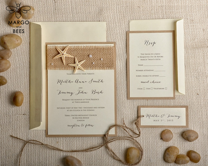 Beach Wedding invitations Starfish Wedding Invites destination rustic wedding invitation suite-5