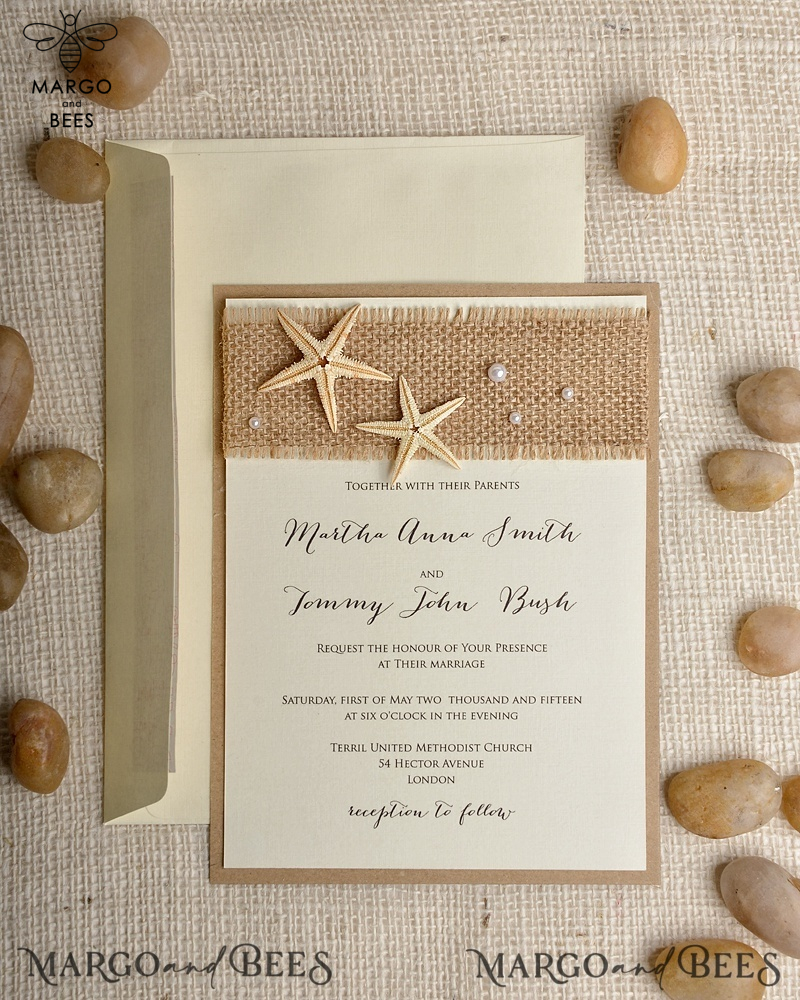 Beach Wedding invitations Starfish Wedding Invites destination rustic wedding invitation suite-0
