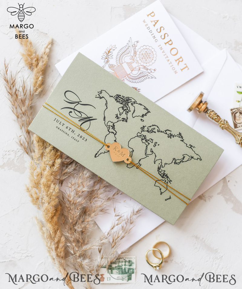 White Gold  Passport Wedding Invitation, Golden Plane Wedding Cards  Boarding Pass, Travel Passport Wedding Invitations  Abroad, Destination Wedding Invites, Travel Map Wedding Stationary-14