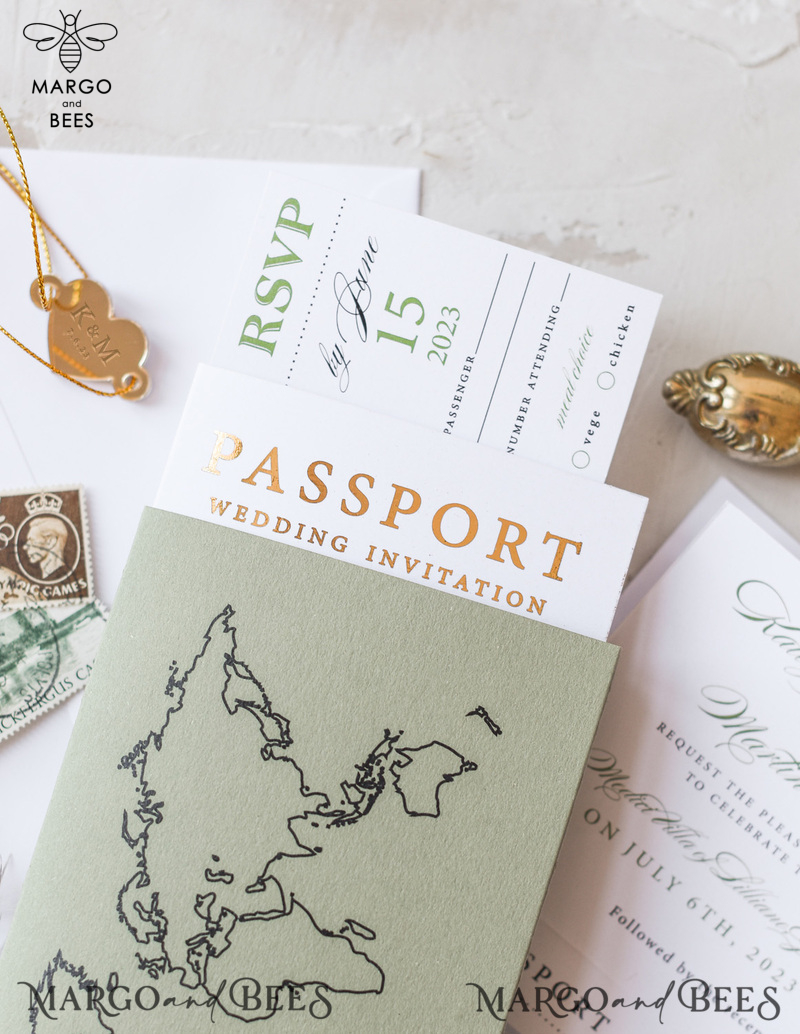 White Gold  Passport Wedding Invitation, Golden Plane Wedding Cards  Boarding Pass, Travel Passport Wedding Invitations  Abroad, Destination Wedding Invites, Travel Map Wedding Stationary-15