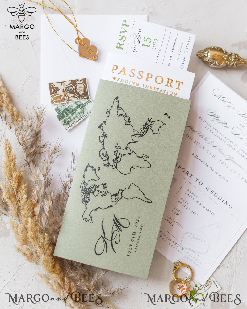 White Gold  Passport Wedding Invitation, Golden Plane Wedding Cards  Boarding Pass, Travel Passport Wedding Invitations  Abroad, Destination Wedding Invites, Travel Map Wedding Stationary-11