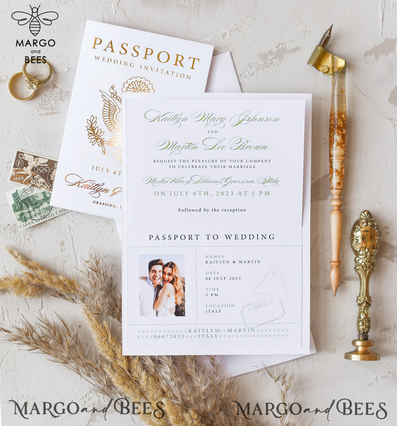 White Gold  Passport Wedding Invitation, Golden Plane Wedding Cards  Boarding Pass, Travel Passport Wedding Invitations  Abroad, Destination Wedding Invites, Travel Map Wedding Stationary-2