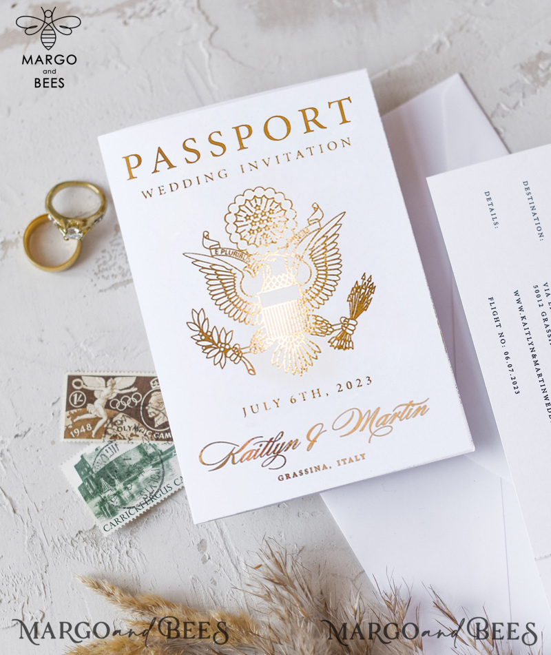 White Gold  Passport Wedding Invitation, Golden Plane Wedding Cards  Boarding Pass, Travel Passport Wedding Invitations  Abroad, Destination Wedding Invites, Travel Map Wedding Stationary-16