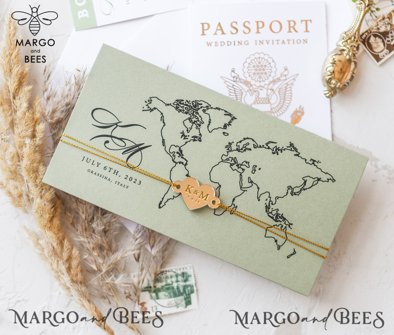 White Gold  Passport Wedding Invitation, Golden Plane Wedding Cards  Boarding Pass, Travel Passport Wedding Invitations  Abroad, Destination Wedding Invites, Travel Map Wedding Stationary-12