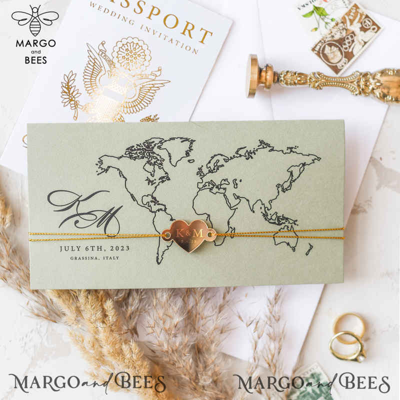 White Gold  Passport Wedding Invitation, Golden Plane Wedding Cards  Boarding Pass, Travel Passport Wedding Invitations  Abroad, Destination Wedding Invites, Travel Map Wedding Stationary-4