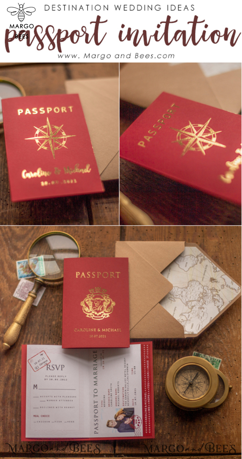 Passport  Wedding invitations suite Gold  Wedding Invites air ticket  wedding Cards -5